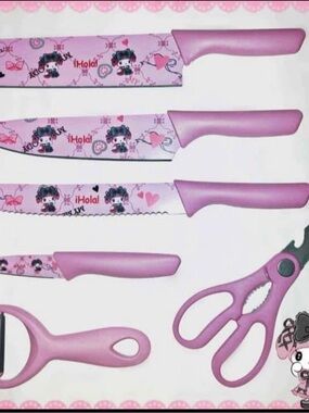 Sanrio Pink Patterned Kitchen Knife and Tool Set
